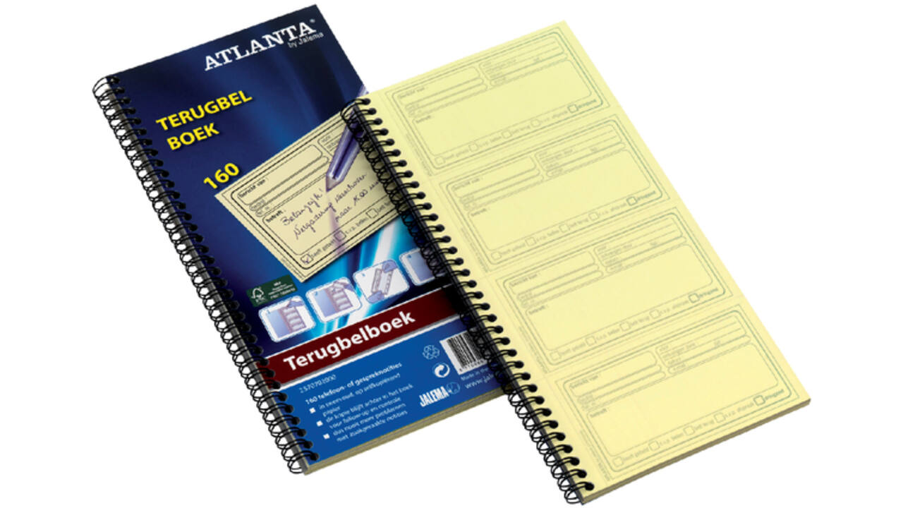 Terugbelboek Djois Atlanta recycled papier 74x128mm 160 notities 40vel