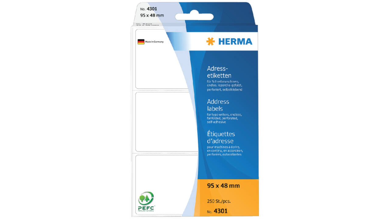 Etiket HERMA adres 4301 95x48mm 250stuks zig-zag