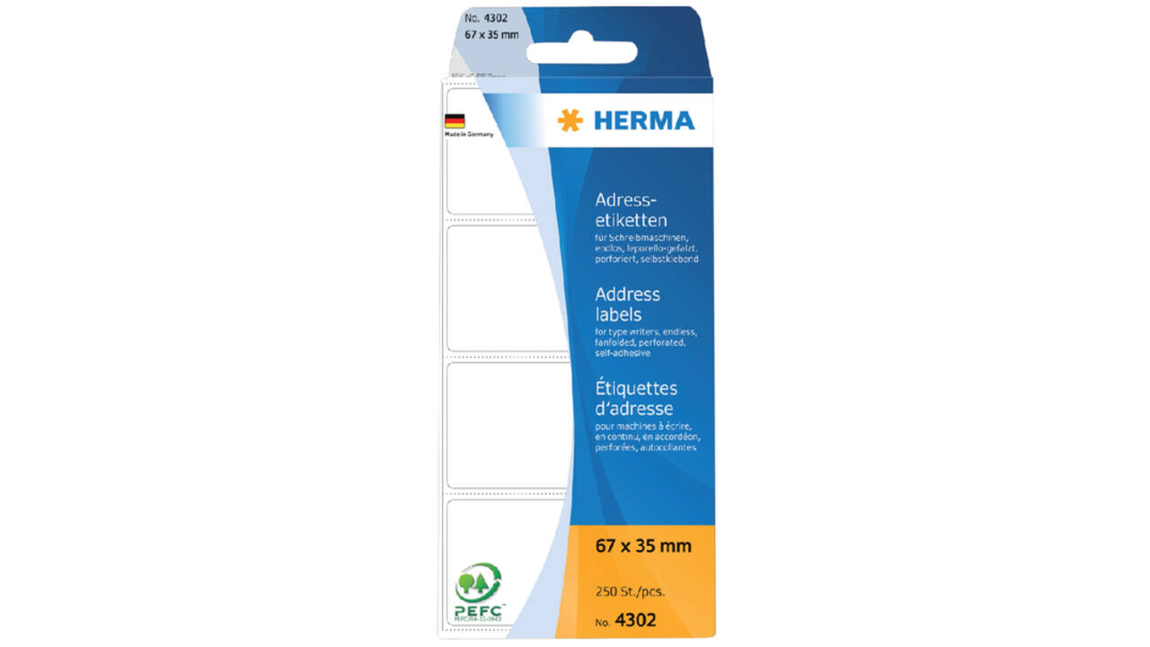 Etiket HERMA adres 4302 67x35mm 250stuks zig-zag