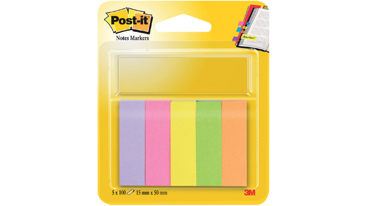 Markeerstrook Post-it 670 15x50mm papier assorti 5x100vel
