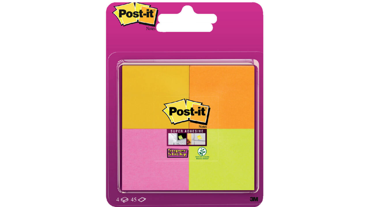 Memoblok Post-it 6910 Super Sticky 51x51mm assorti