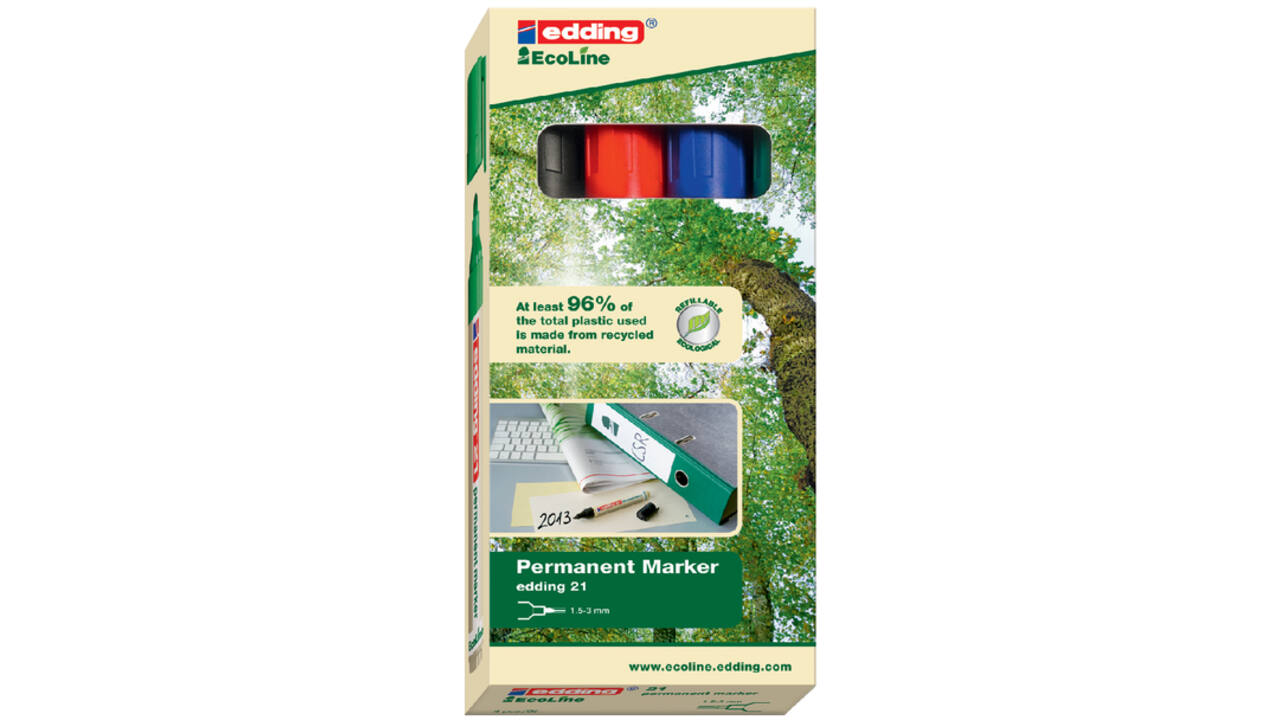 Viltstift edding 21 Ecoline rond assorti 1.5-3mm doos à 4st