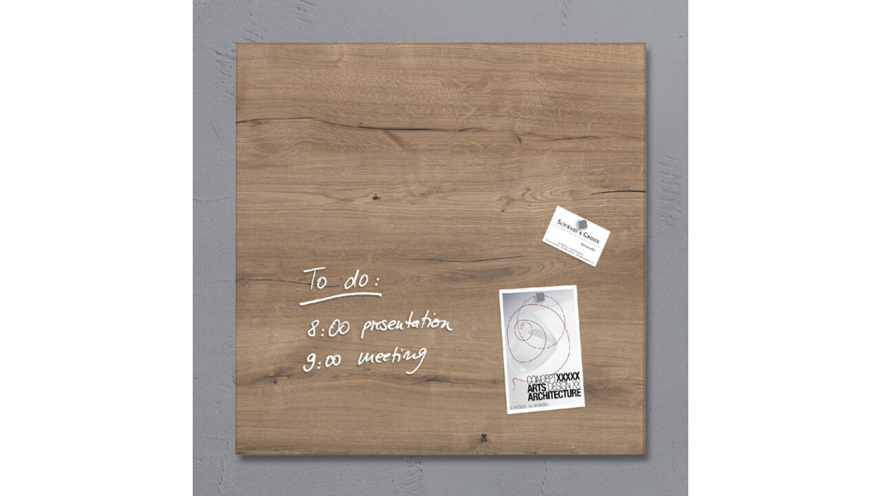Glasbord Sigel magnetisch 480x480x15mm natural wood