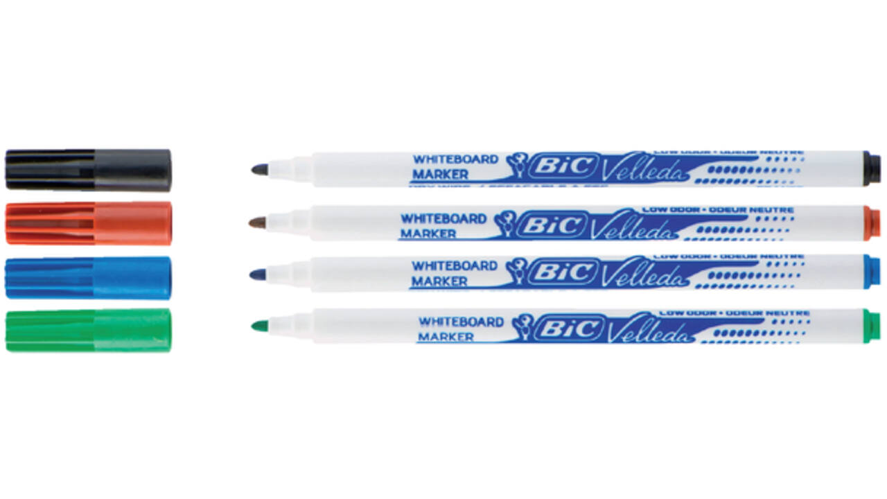 Viltstift Bic Velleda 1721 whiteboard rond fijn assorti set à 4 stuks