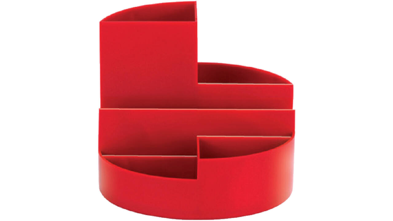 Pennenkoker MAUL roundbox 7 vakken Ø14x12.5cm rood