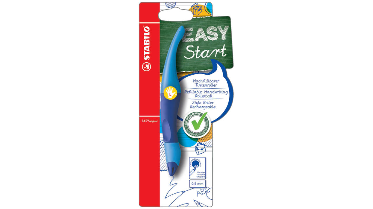 Rollerpen STABILO Easyoriginal linkshandig licht/donkerblauw blister à 1 stuk