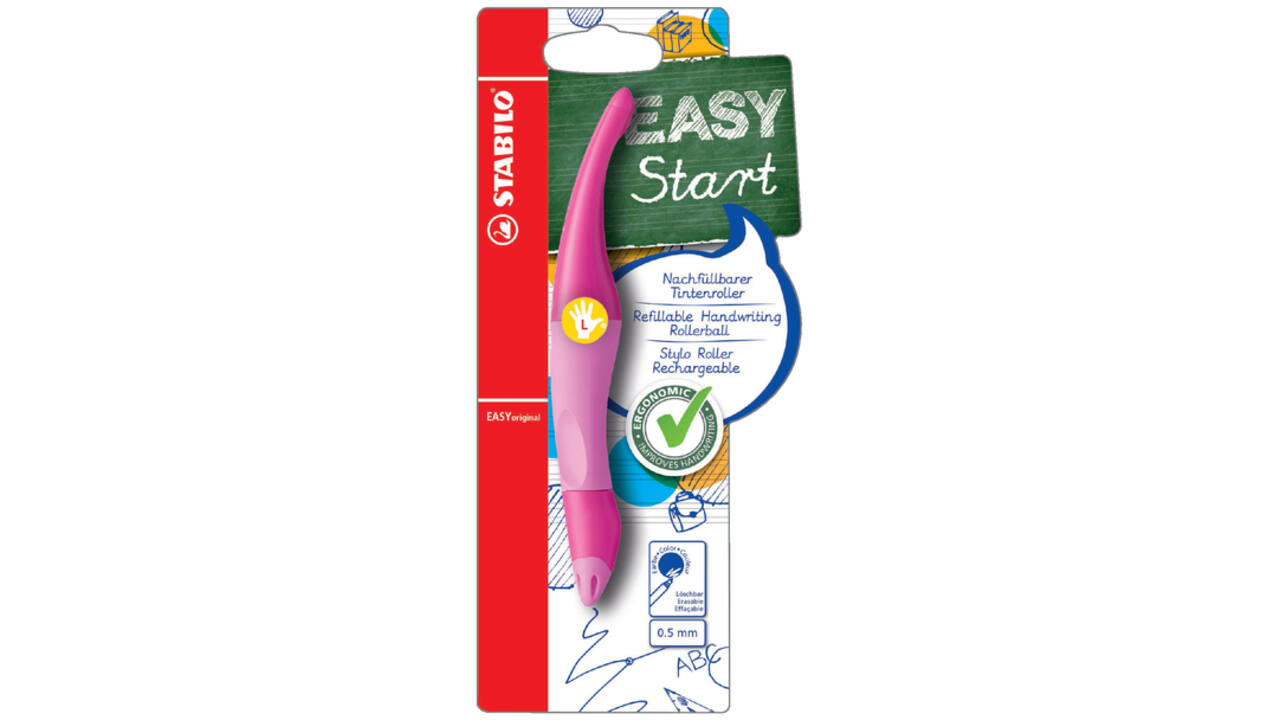 Rollerpen STABILO Easyoriginal linkshandig roze/lichtroze blister à 1 stuk