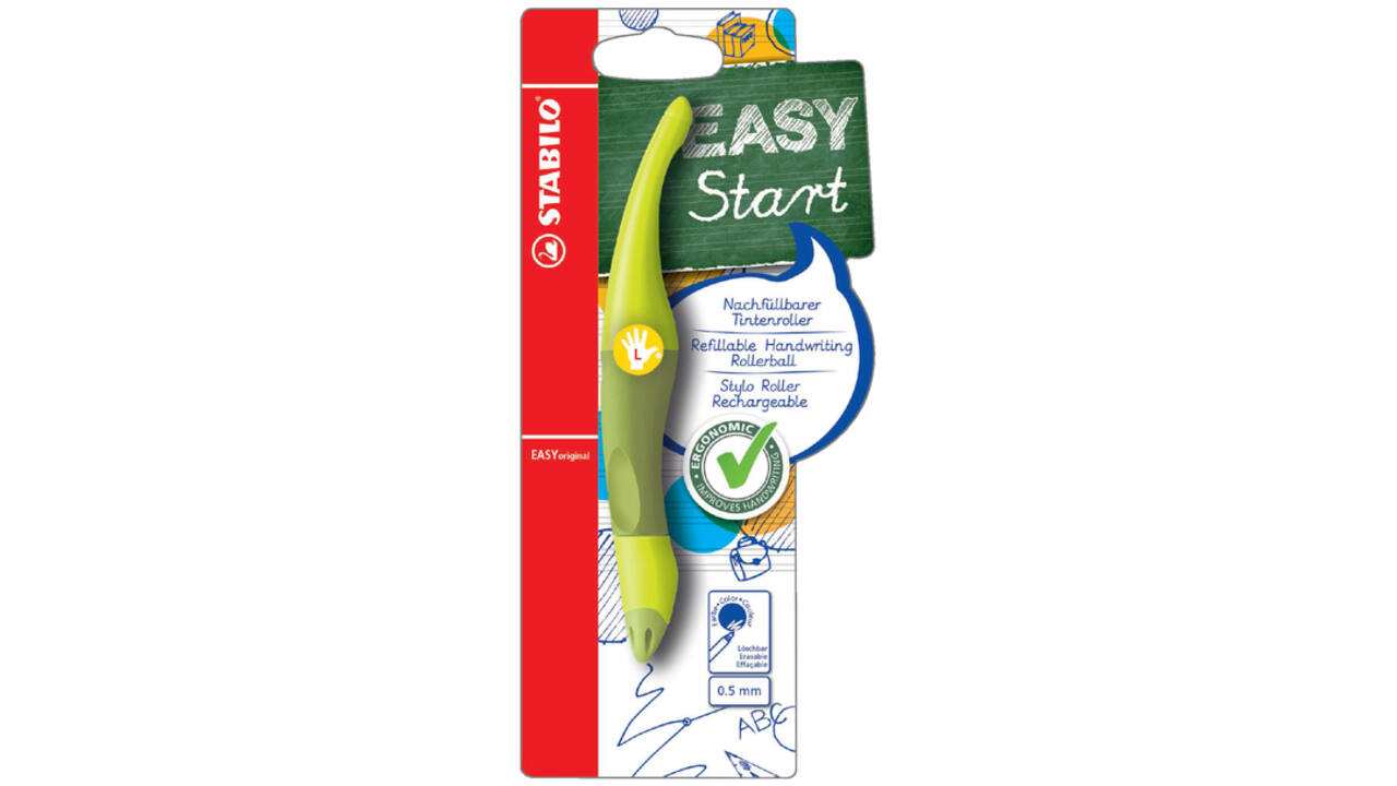 Rollerpen STABILO Easyoriginal linkshandig limoen/groen blister à 1 stuk