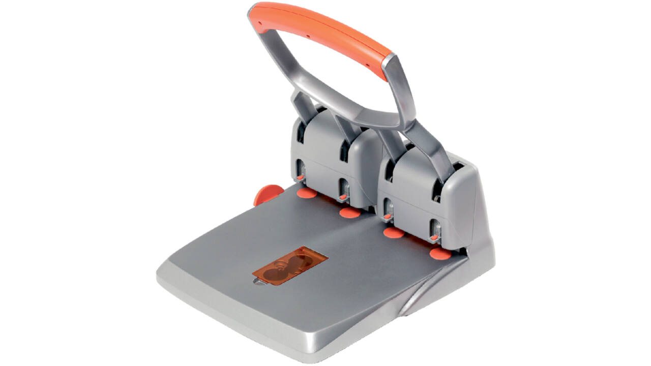 Perforator Rapid Supreme HDC150/4 heavy duty 4-gaats 150 vel zilver/oranje