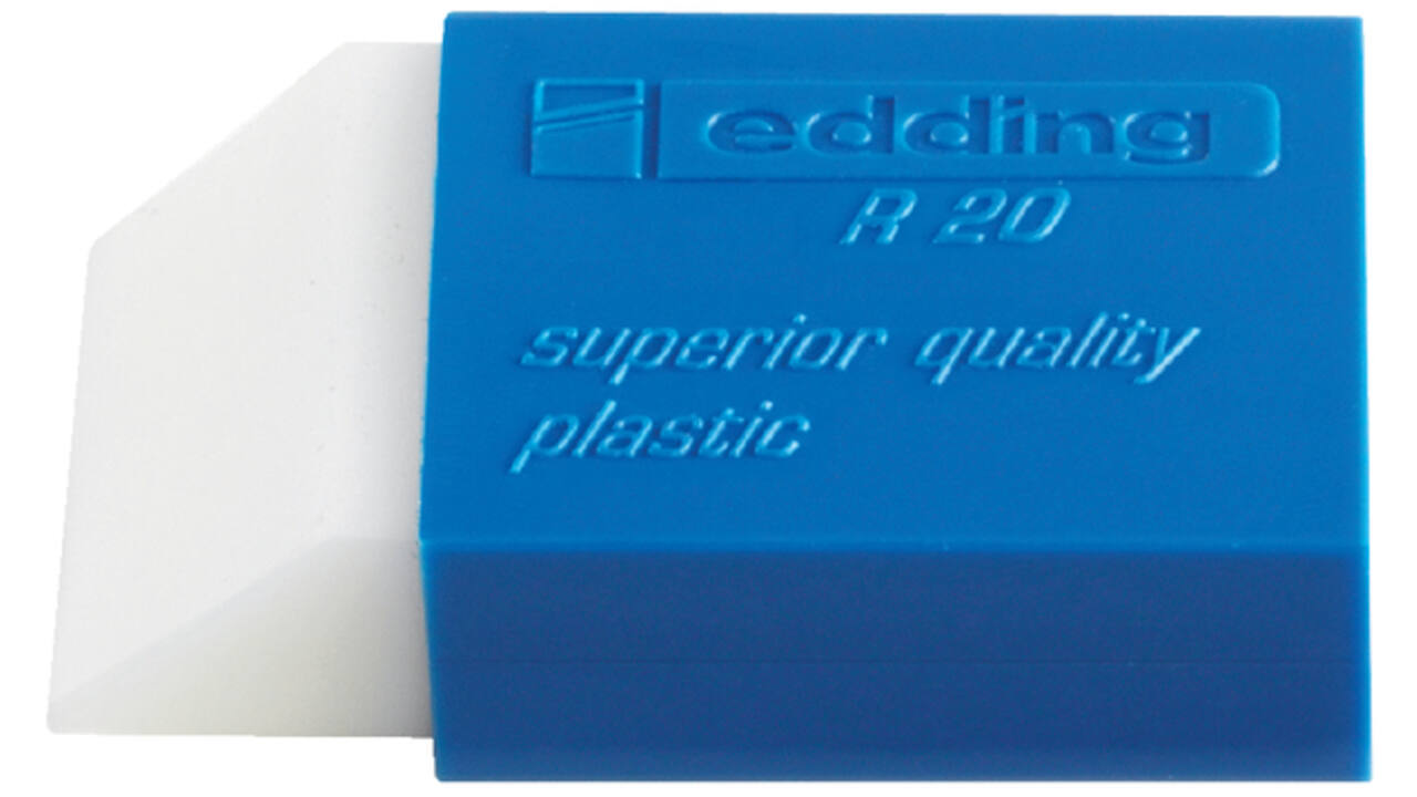 Gum edding R20 45x24x10mm met blauwe houder kunststof wit