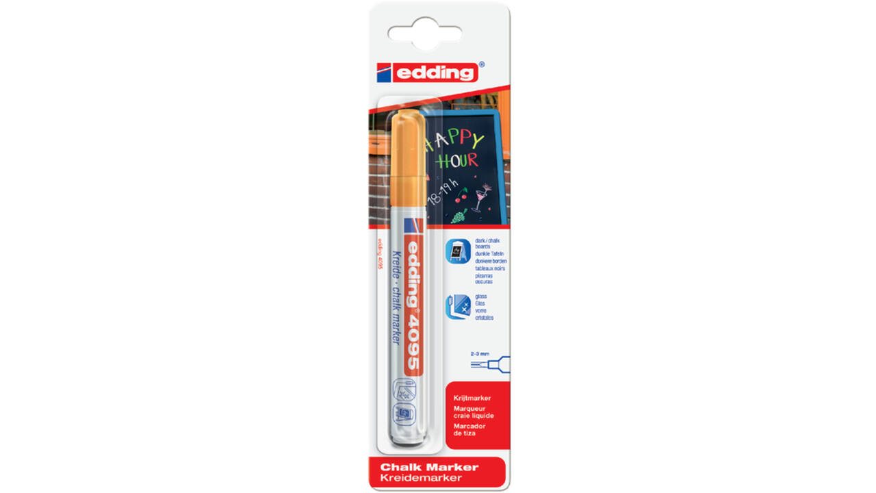 Krijtstift edding 4095 rond 2-3mm blauw blister à 1 stuk