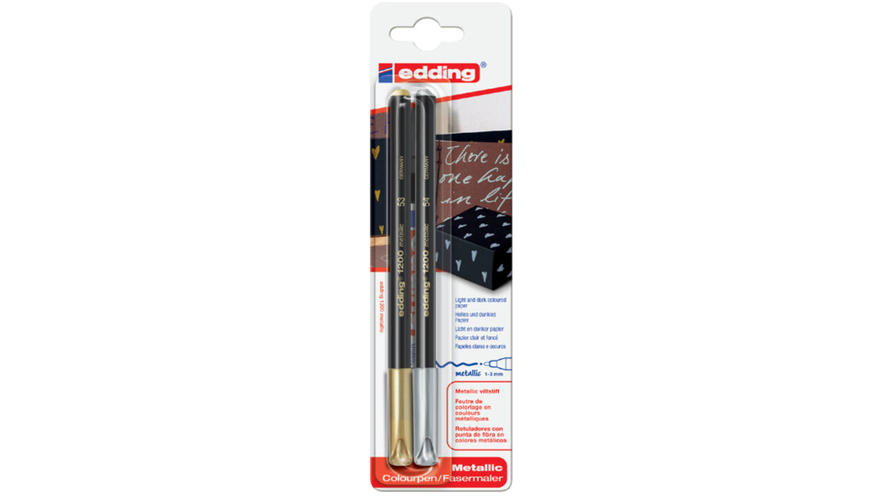 Fineliner edding 1200 053-054 fijn zilver en goud blister à 2 stuks