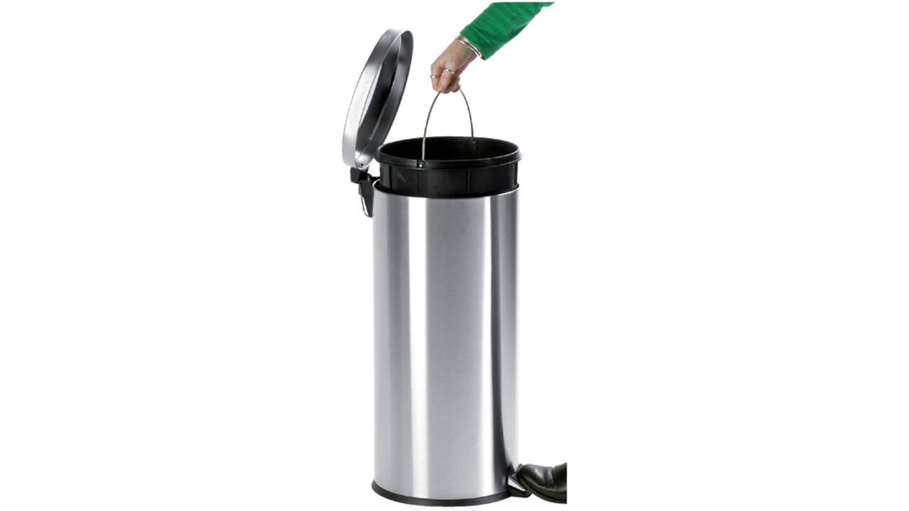 Afvalbak pedaalemmer RVS mat rond 12 liter