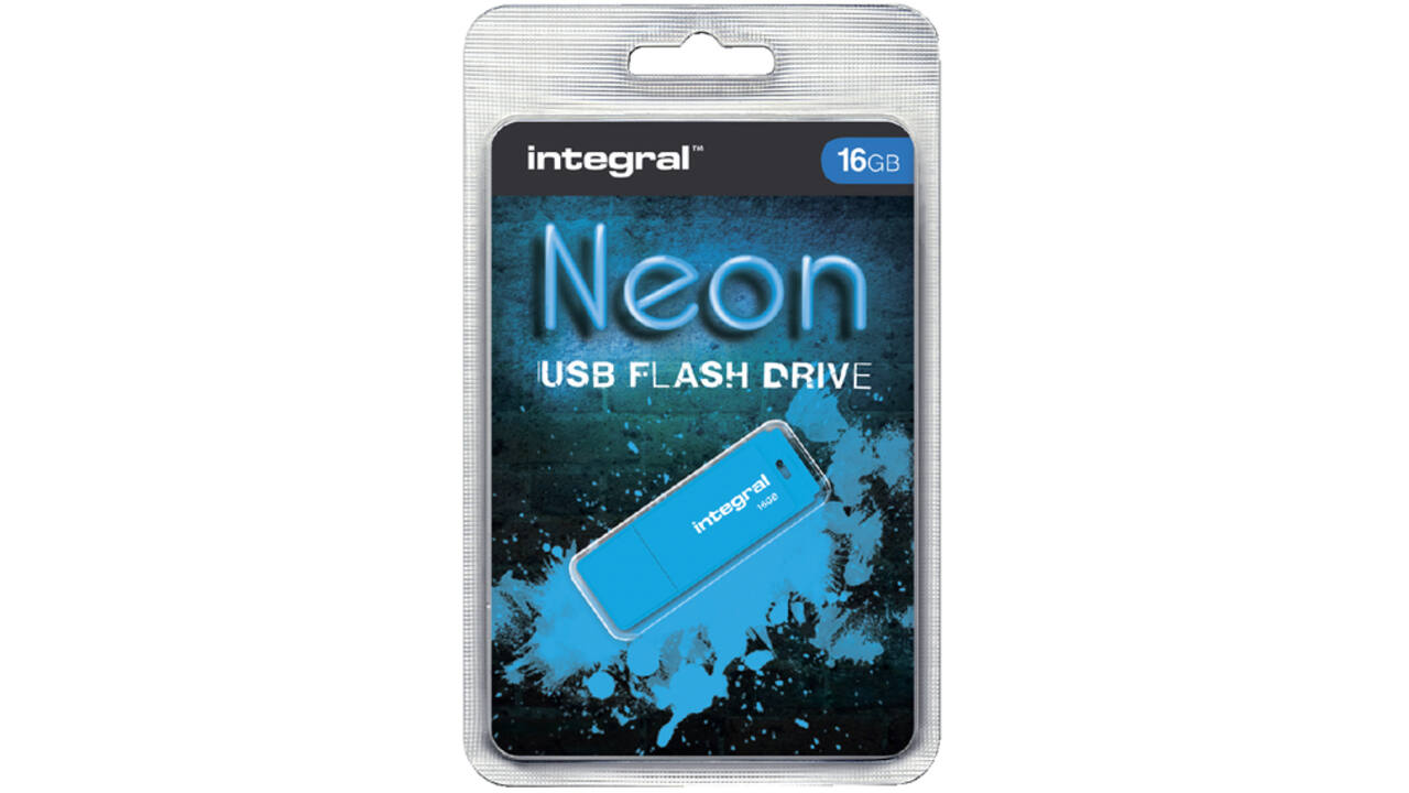 USB-stick 2.0 Integral 16GB neon blauw