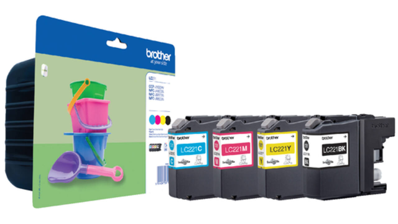 Inktcartridge Brother LC-221VALBP zwart + 3 kleuren