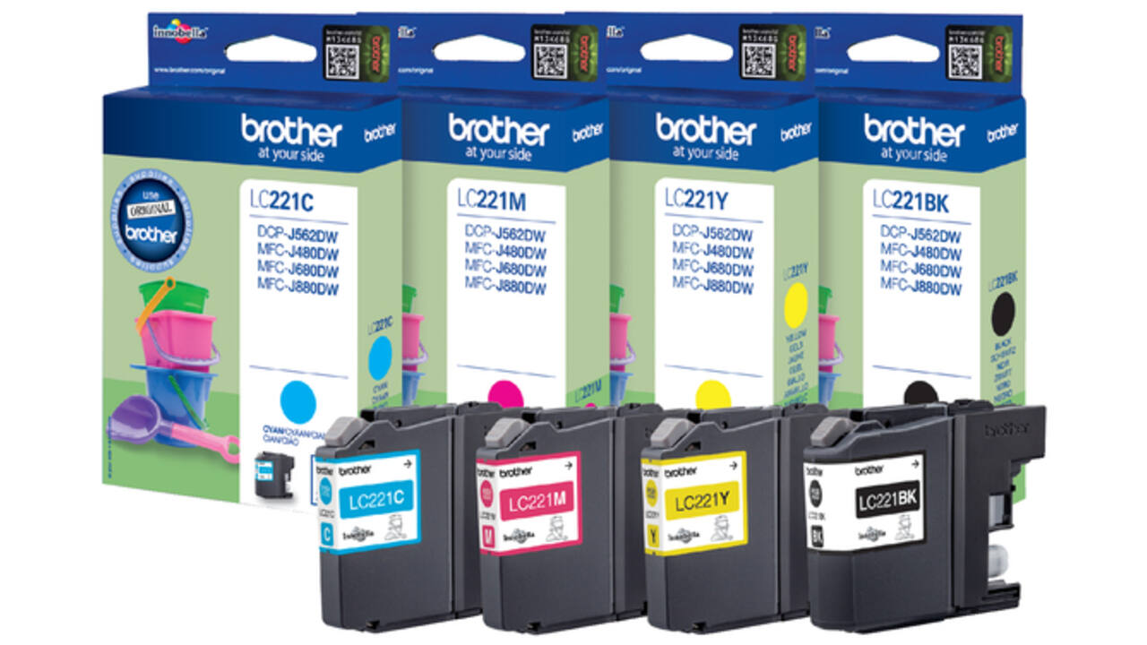 Inktcartridge Brother LC-221VALBP zwart + 3 kleuren