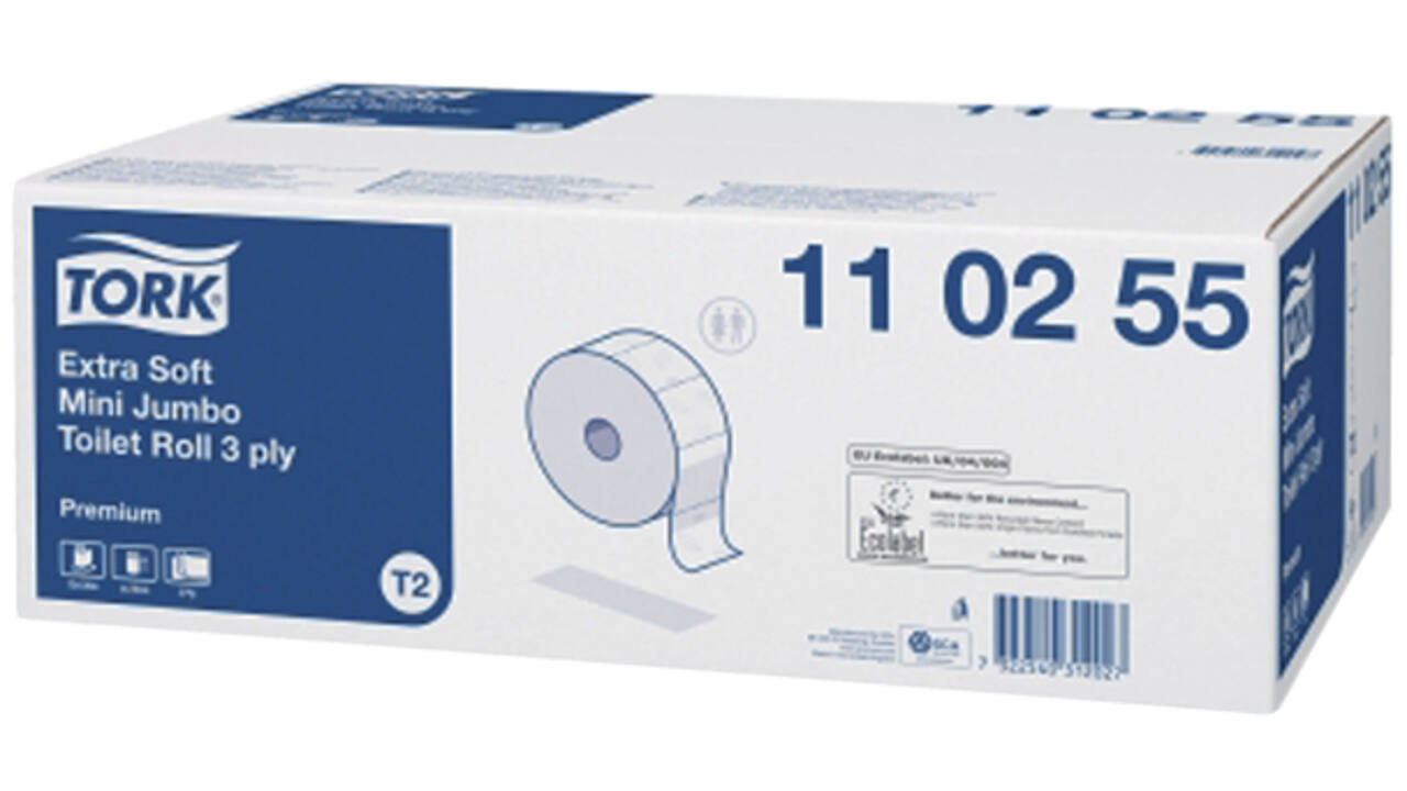 Toiletpapier Tork Mini jumbo T2 premium 3-laags 12x120mtr wit 110255