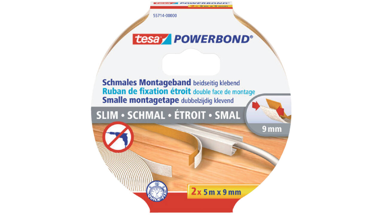 Dubbelzijdige montagetape tesa® Powerbond Small 5mx9mm wit