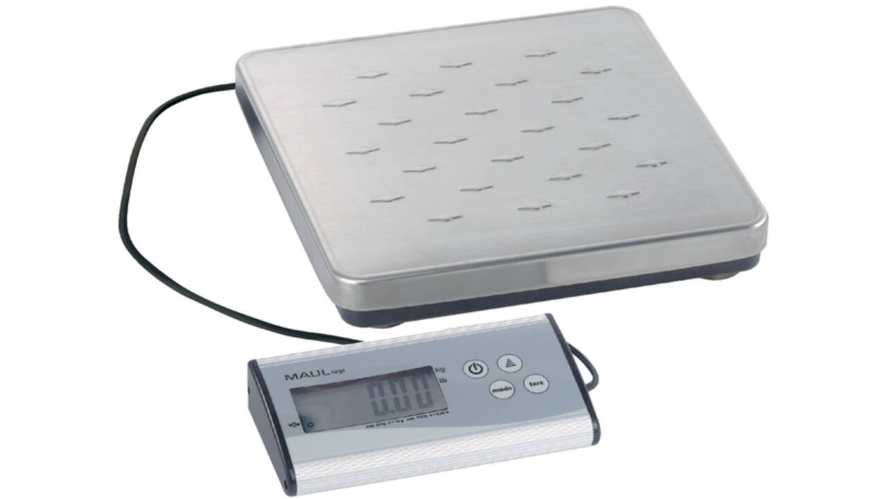 Pakketweger MAUL Cargo 50kg metalen plateau 27x27cm + 9V batterij zilver