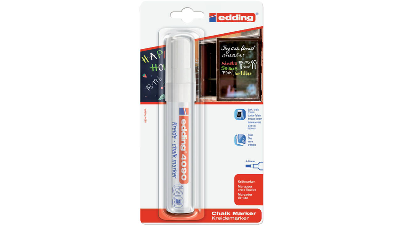 Krijtstift edding 4090 window schuin 4-15mm wit bister à 1 stuk