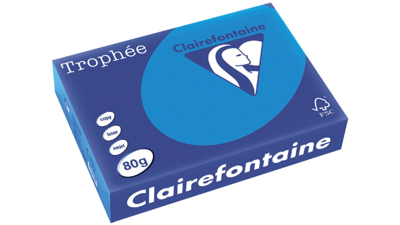 Kopieerpapier Trophee A4 80gr caribien blauw 500vel