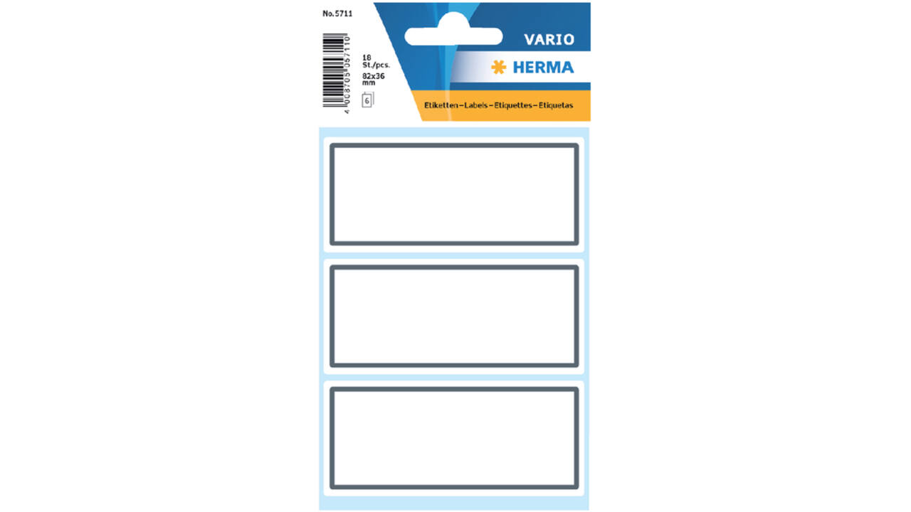 Etiket HERMA 5711 36x80mm schrift grijs kader 18stuks