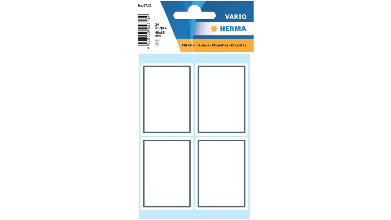 Etiket HERMA 5713 40x55mm schrift grijs kader 24stuks