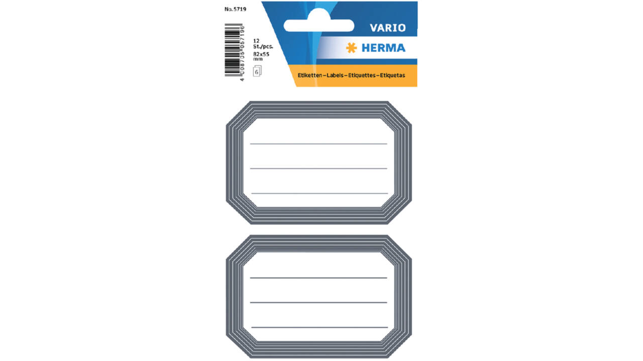 Etiket HERMA 5719 82x55mm schrift grijze rand 12stuks