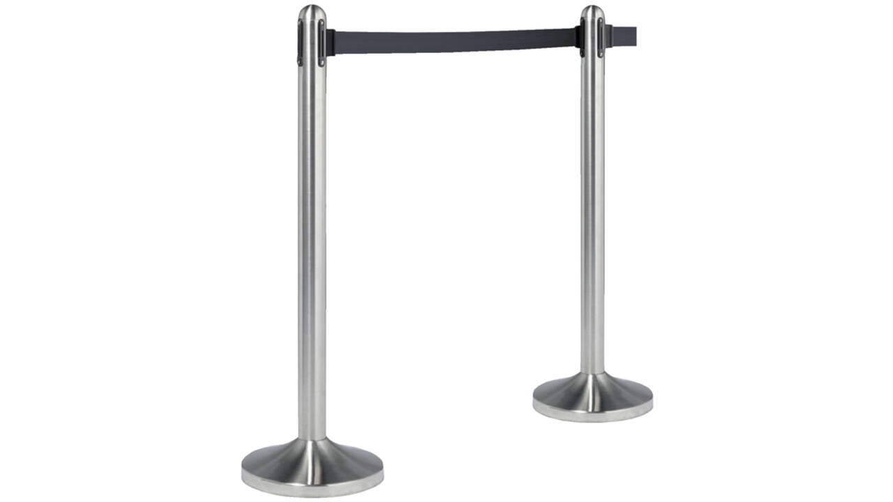 Afzetpaal Securit RVS met rolband 210cm zwart