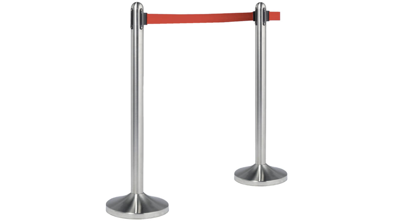 Afzetpaal Securit RVS met rolband 210cm rood