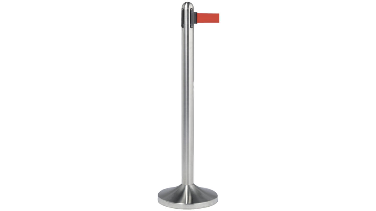 Afzetpaal Securit RVS met rolband 210cm rood