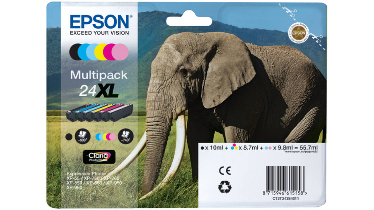 Inktcartridge Epson 24XL T2438 zwart + 5 kleuren