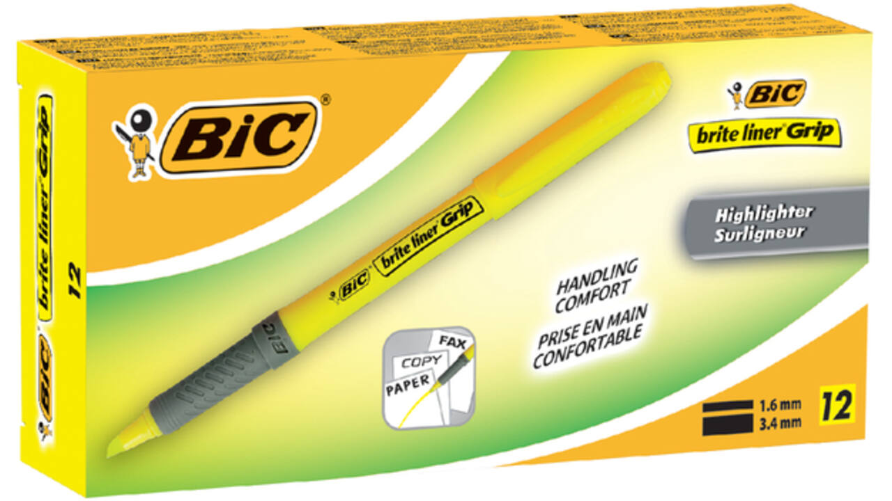 Markeerstift Bic brite liner grip geel
