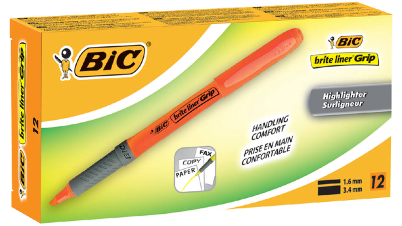 Markeerstift Bic brite liner grip oranje