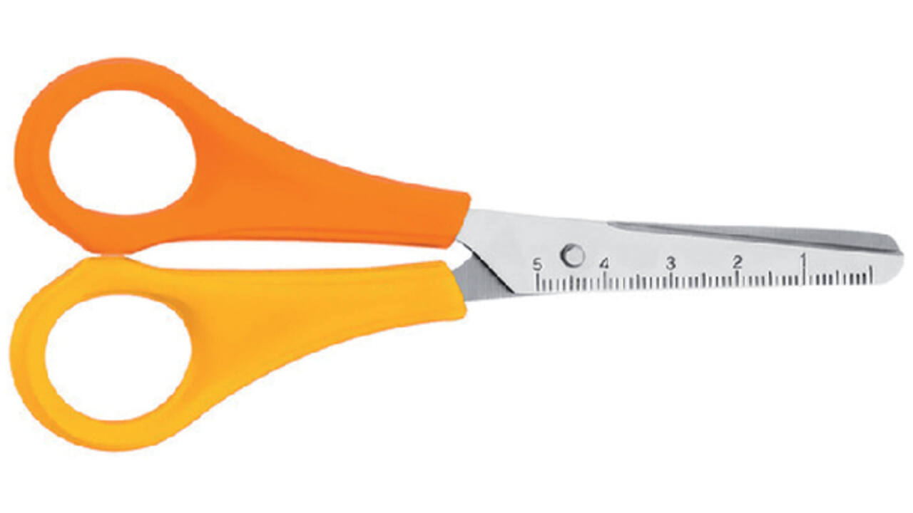 Kinderschaar Westcott 130mm ronde punt linkshandig geel/oranje