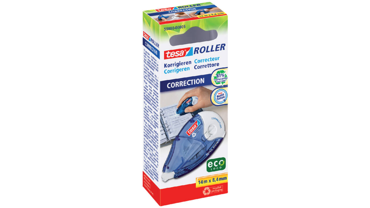 Correctieroller tesa® ecoLogo® 8,4mmx14m navulbaar hangdoosje