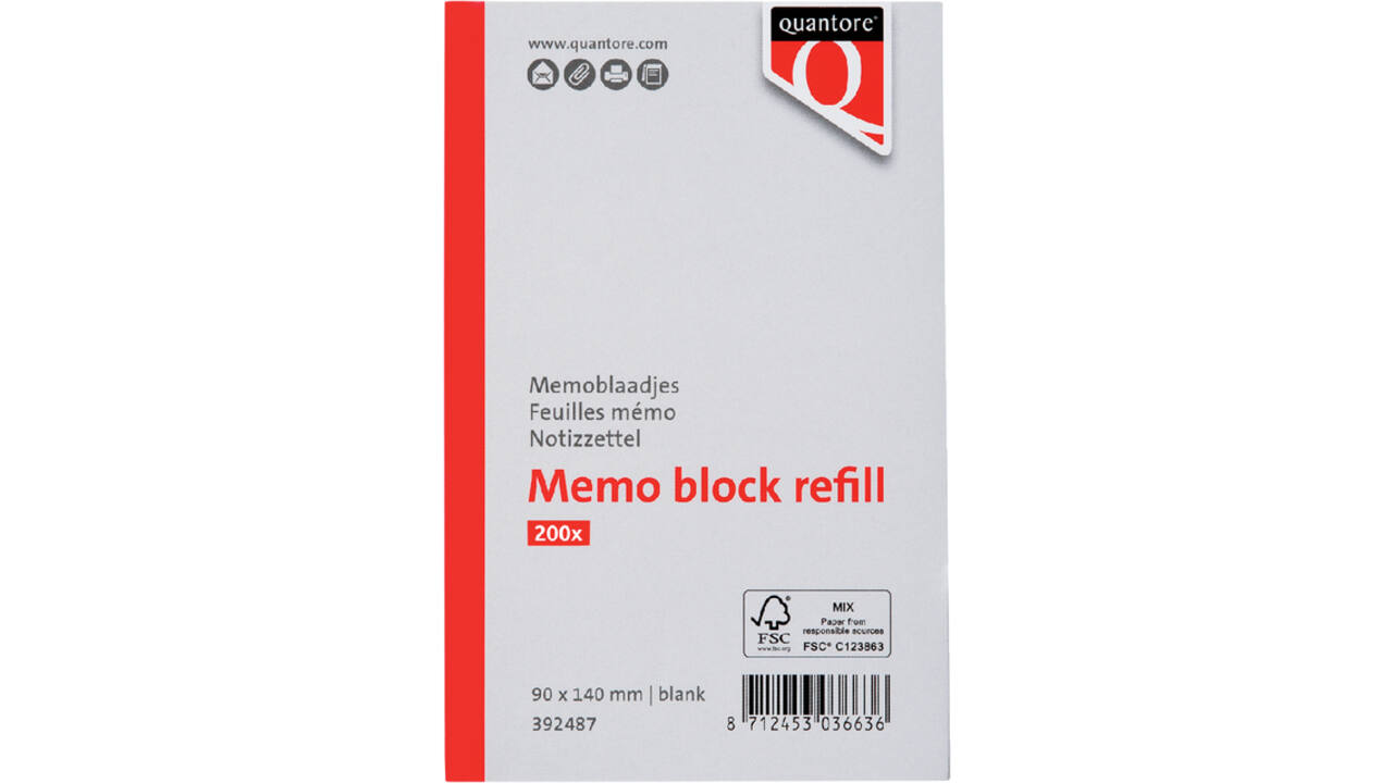 Memoblaadjes Quantore losbladig 140x90x20mm 200vel