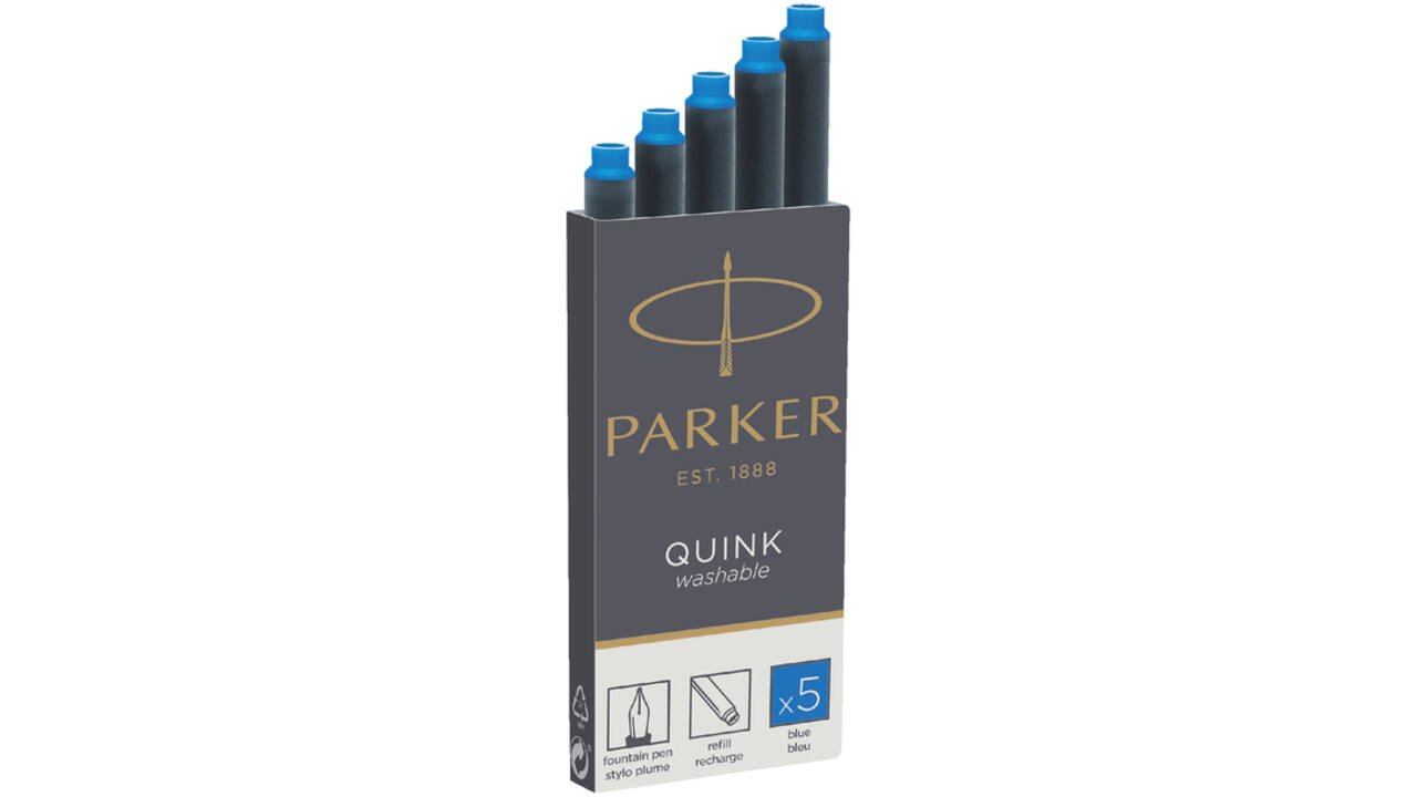Inktpatroon Parker Quink uitwasbaar koningsblauw pak à 5 stuks