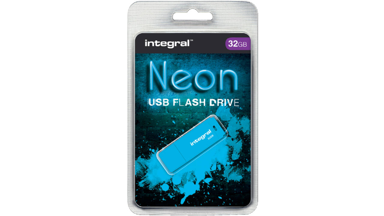 USB-stick 2.0 Integral 32GB neon blauw