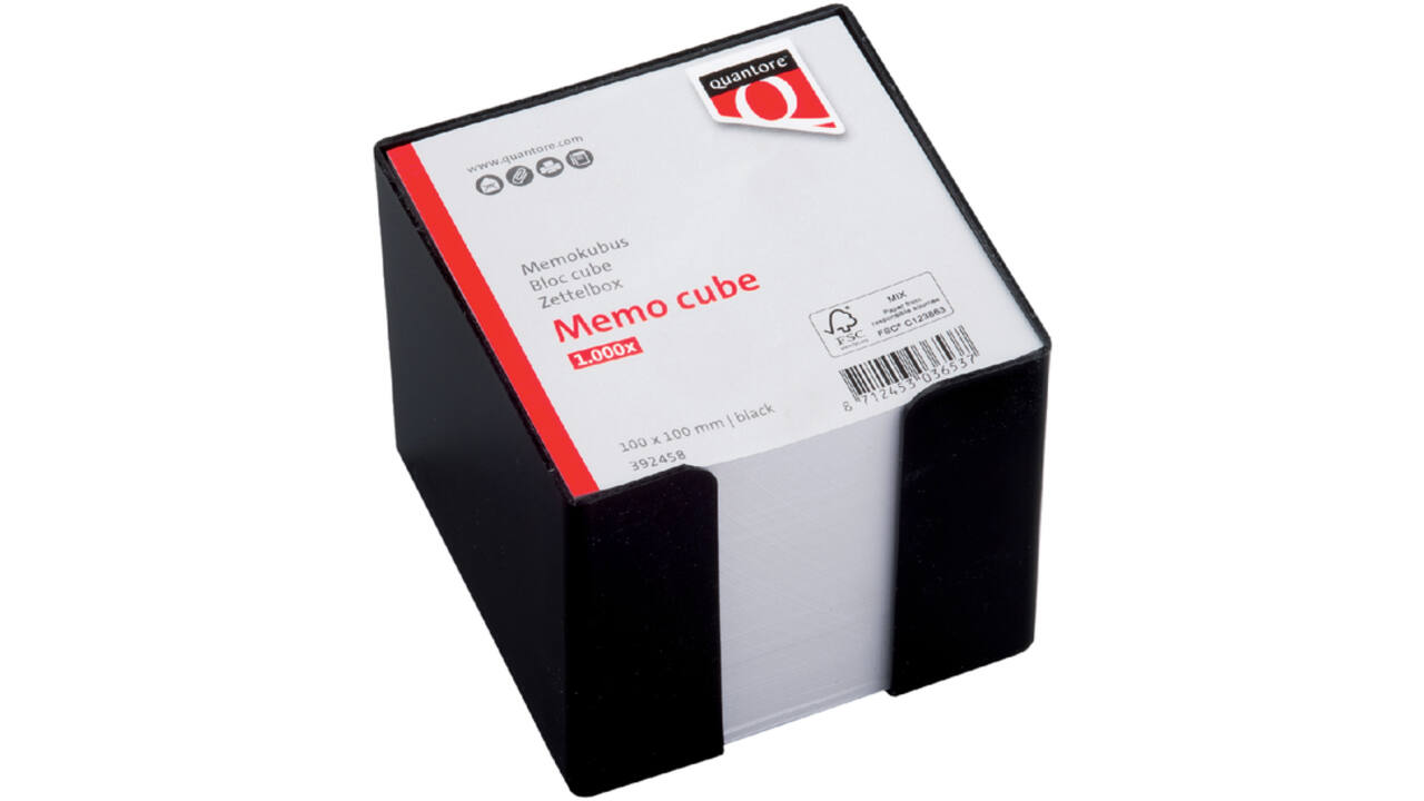 Memokubus Quantore 10x10x9cm zwart met 900vel