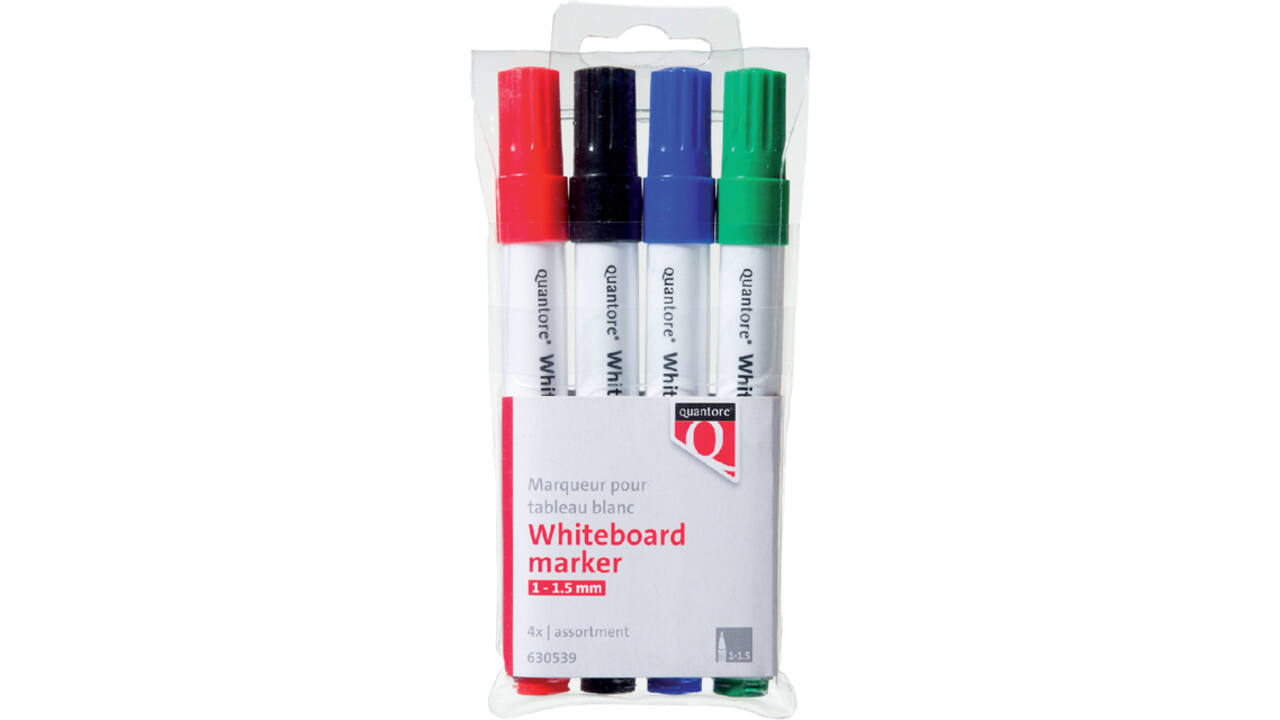 Whiteboardstift Quantore rond 1-1.5mm 4stuks assorti