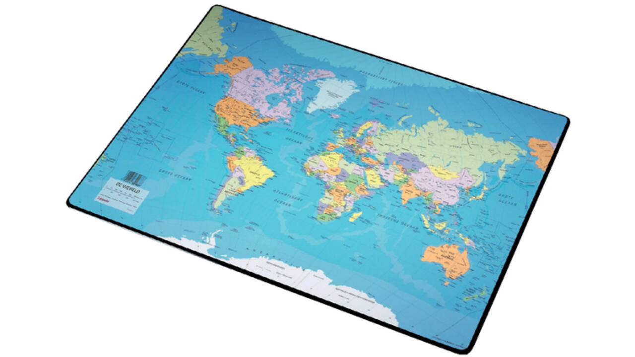 Onderlegger Esselte 40x53cm met wereldkaart Nederlands