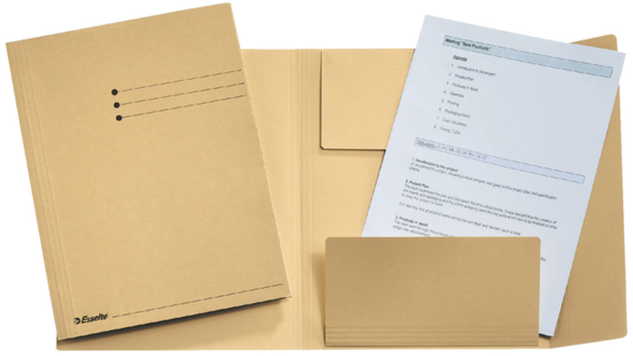 Dossiermap Esselte A4 3 kleppen manilla 275gr beige