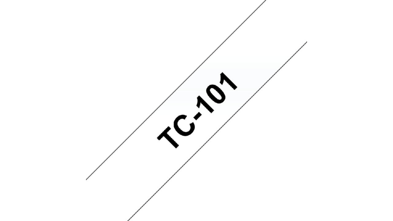 Labeltape Brother P-touch TC-101 12mm zwart op transparant