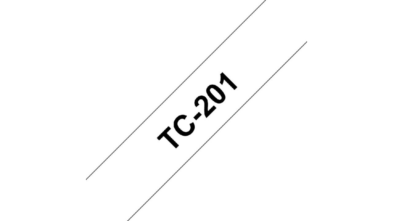 Labeltape Brother P-touch TC-201 12mm zwart op wit