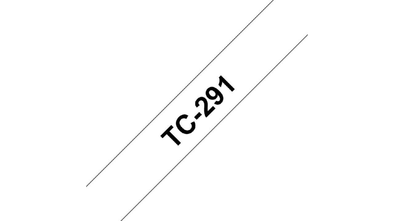 Labeltape Brother P-touch TC-291 9mm zwart op wit