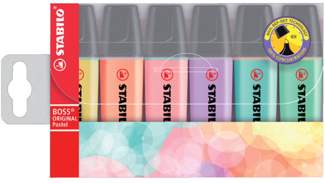 Markeerstift STABILO BOSS Original 70/6 pastel assorti etui à 6 stuks