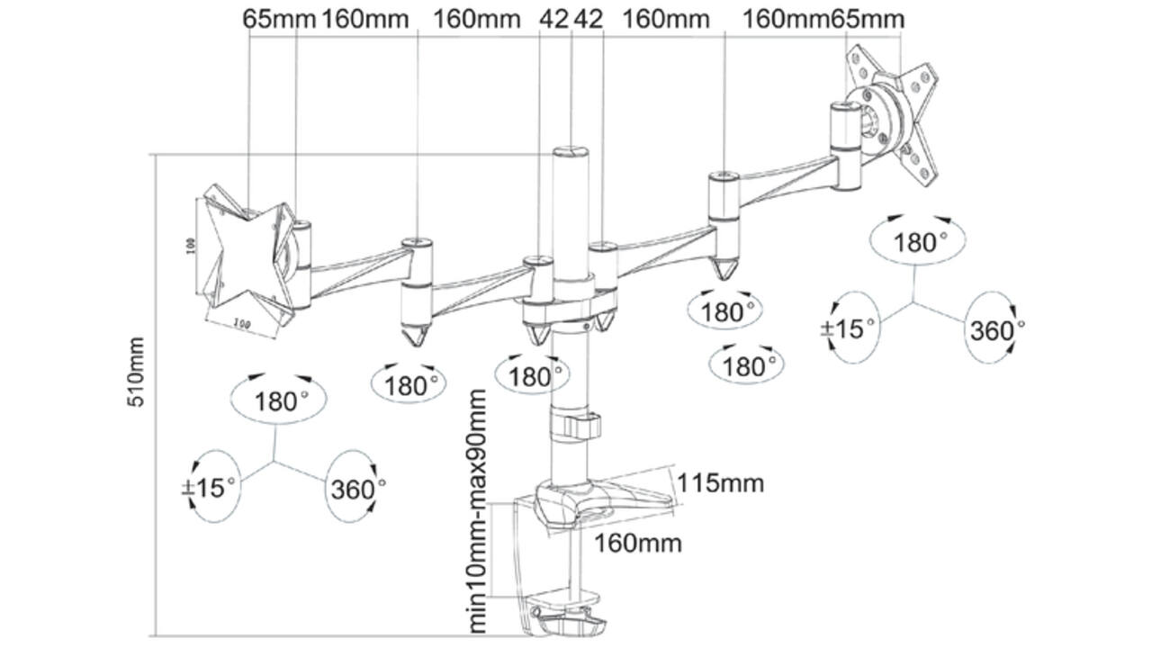 Monitorarm Neomounts D1330D 2x10-27" zilvergrijs