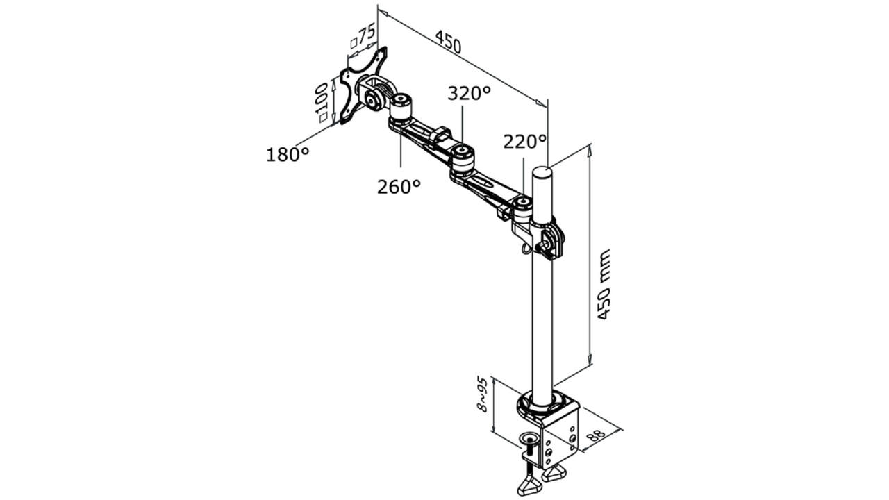 Monitorarm Neomounts D935 10-30" met klem zilvergrijs