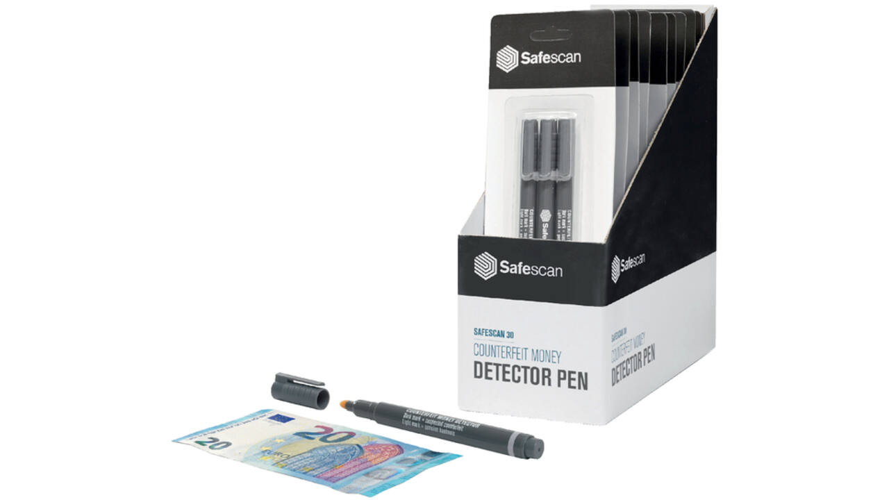 Valsgeld detectiepen Safescan 30 grijs blister à 3 stuks